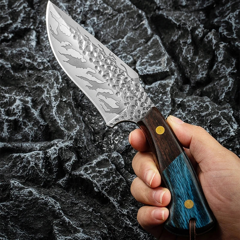Household wooden handled knives, fruit knives, stainless steel kitchen knives, for cooking and outdoor camping barbecue knives