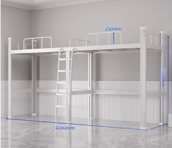 Upper Bed Lower Table Combined Bed College Dormitory Elevated Bed Small Apartment Household Wrought Iron Bed Apartment Bed