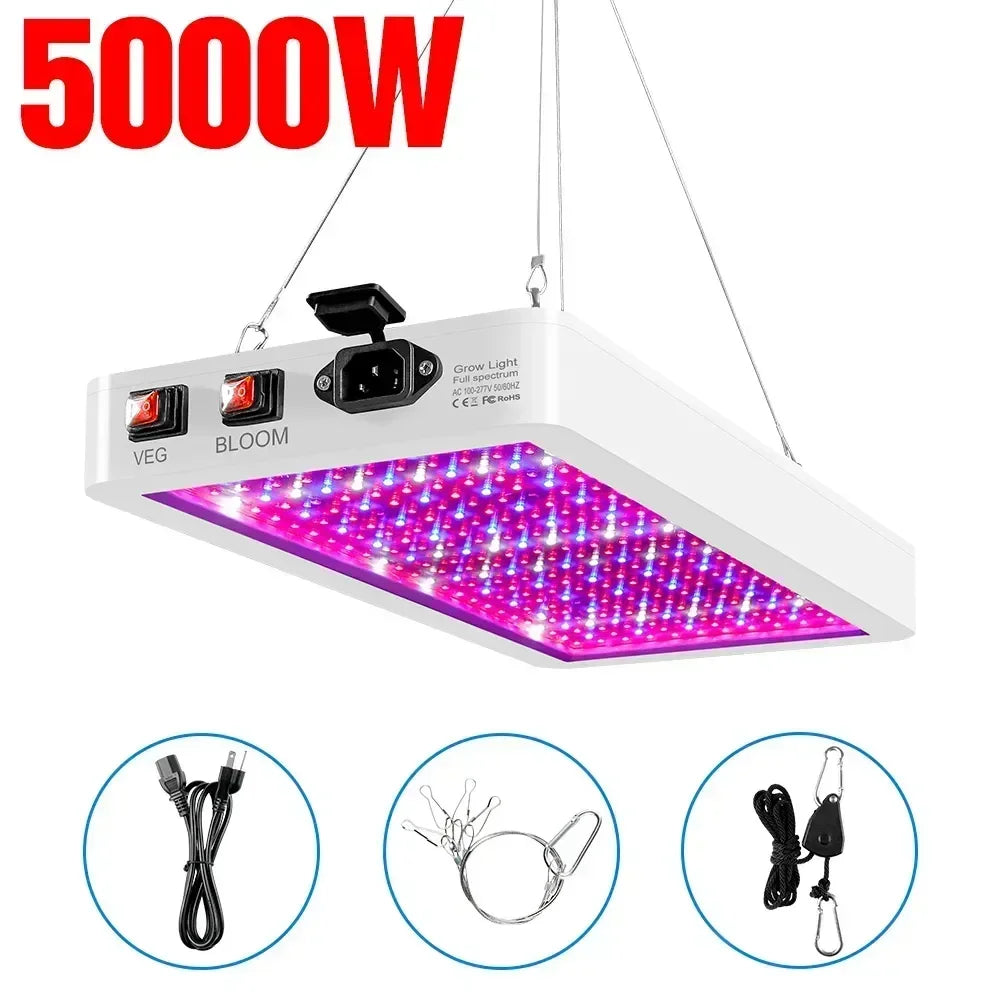 Newest 4000/5000W Full Spectrum LED Growing Light IP65 Plant Bulbs Hydroponic Lamp Greenhouse Lamps Flower Growth Lighting Box