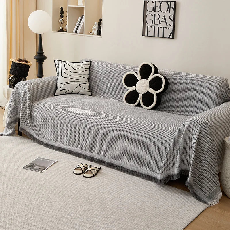 Sofa Towel  with Full Coverage Ins Cream Wind Cotton Yarn Camping Blanket Sofa Cushion Cover All  Season Universal All Inclusive