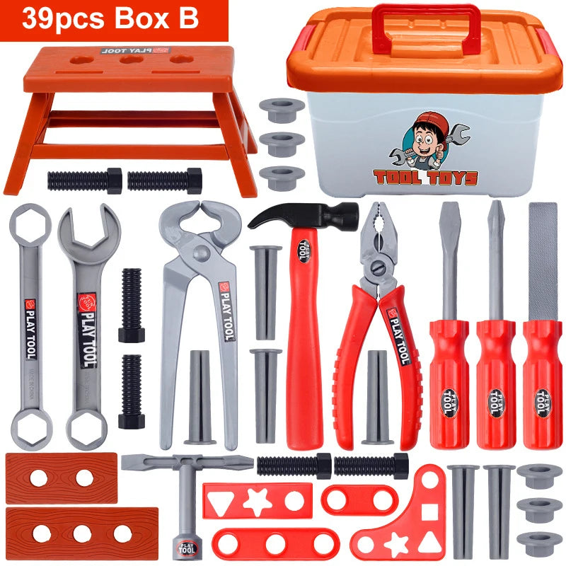 Children's Tool Set with Electric Toy Drill Kids Power Construction Toy Pretend Play Toy Tools Kit for Toddler Boys Girls Child