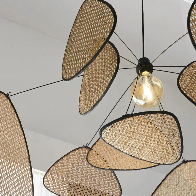 French Design Hand Made Screen Rattan Chandelier for DiningLiving Room Suspension Home Decor Lamp Indoor Lighting Factory Outlet