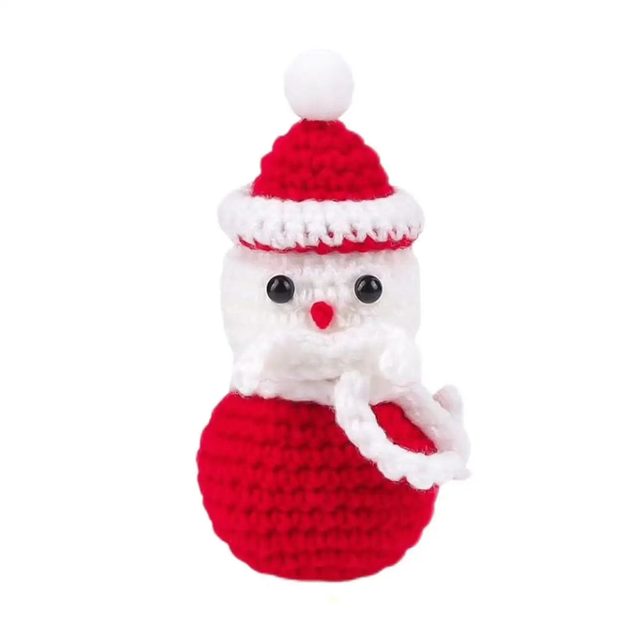 Funny Crochet Positive Xmas Tree Doll with Card Home Room Decoration Handmade Knitted Snowman Elk Desk Ornament Christmas Gifts