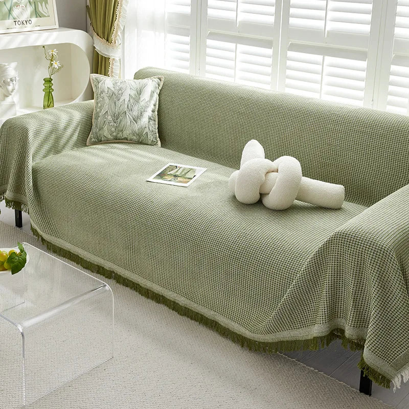 Sofa Towel  with Full Coverage Ins Cream Wind Cotton Yarn Camping Blanket Sofa Cushion Cover All  Season Universal All Inclusive