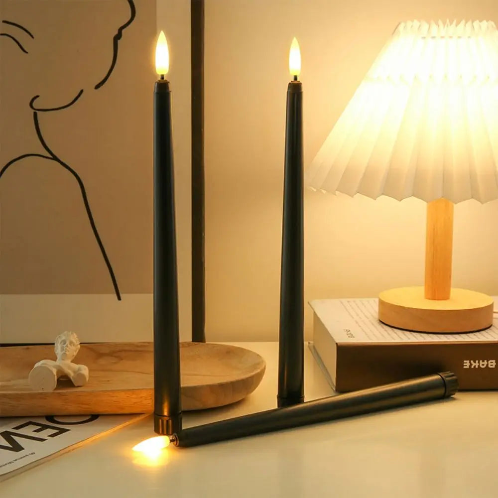 Simulation Led Candles with Flickering Flame Battery Operated Candlesticks Creative 3D Wick Flameless Taper Candles Restaurant