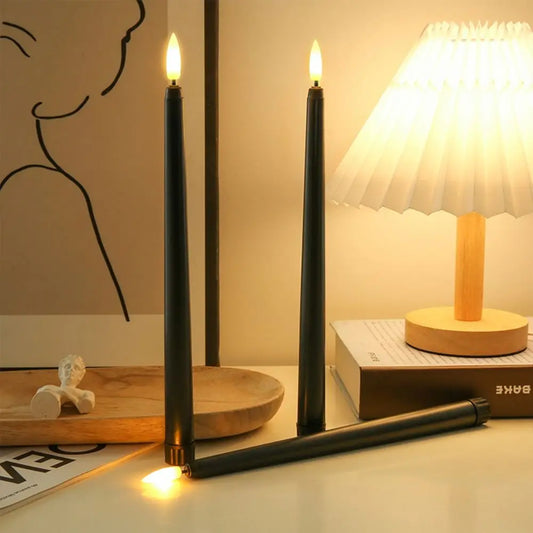 Simulation Led Candles with Flickering Flame Battery Operated Candlesticks Creative 3D Wick Flameless Taper Candles Restaurant