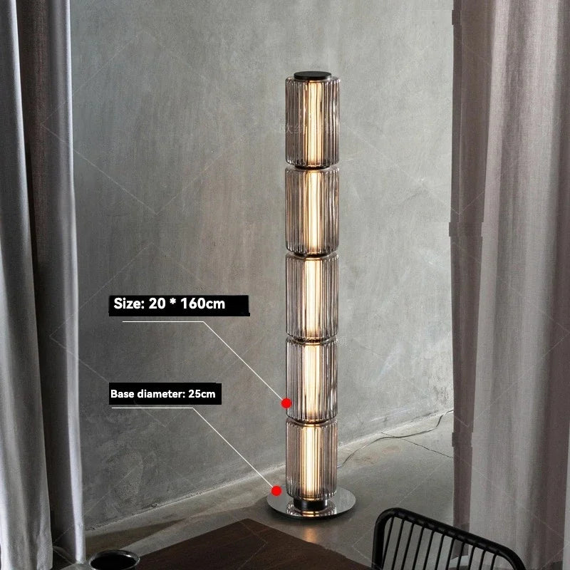 Italian Designer Luster Modern LED Floor Lights For Living Room Bedroom Bedside Table Lamp Home Decor Glass Cylinder Floor Lamps