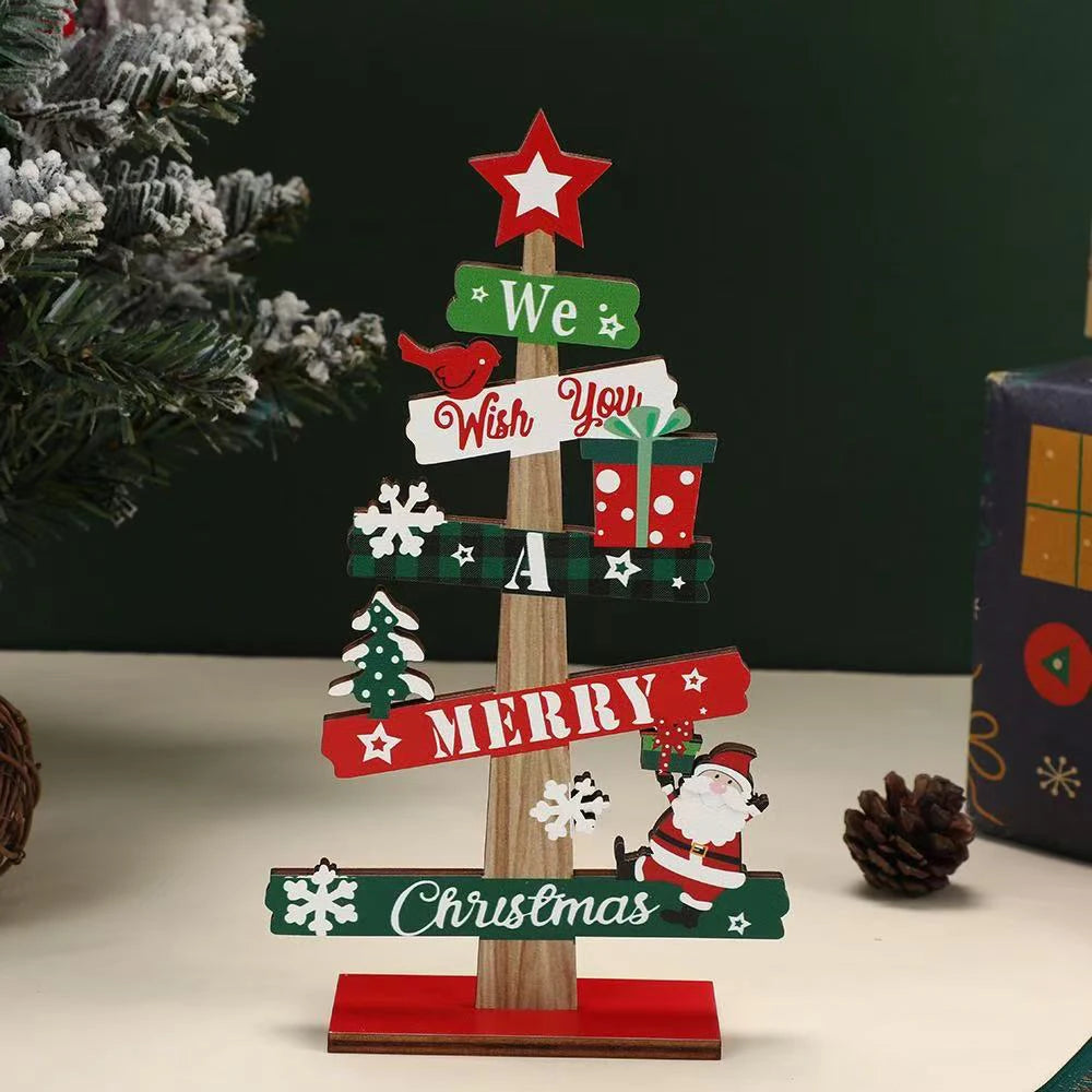 Runto 1pc Wooden Xmas Tree Ornaments Santa Claus Snowman 2025 Merry Christmas Home Decoration New Year Desktop Decor Navidad