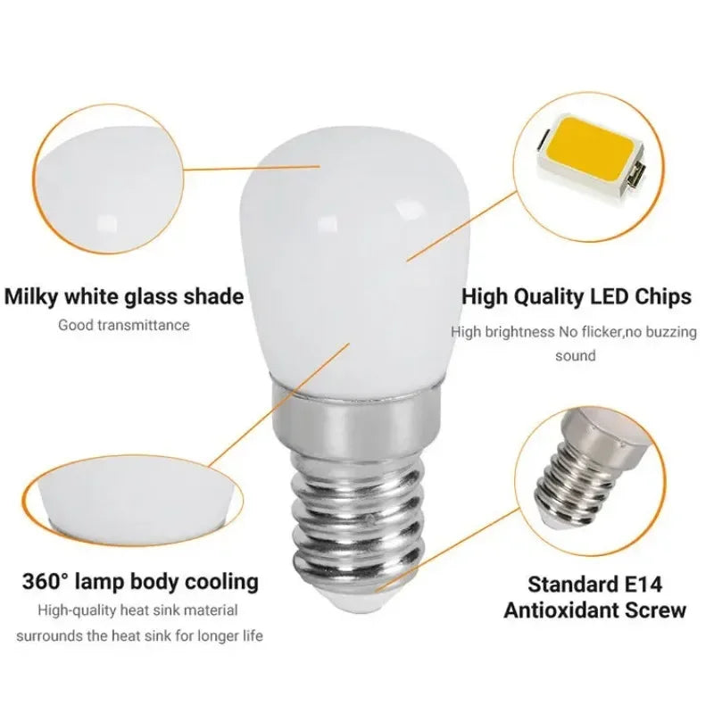 LED Light Bulb E12 E14 220V High Brightness Refrigerator Bulbs Refrige Display Lamp Mini Night Lights Warm White LED Spotlight
