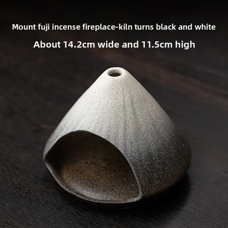 Mount Fuji Incense Fireplace, Cedar Sage Incense Burner Peruvian Sacred Wood Large Kiln Ceramic Incense Burner