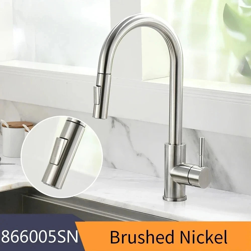 Kitchen Basin Faucets，silver color Surface Faucet，bathroom Sink Taps，Pull Out Kitchen Taps ，Single Hole G1/2 mixer Faucet