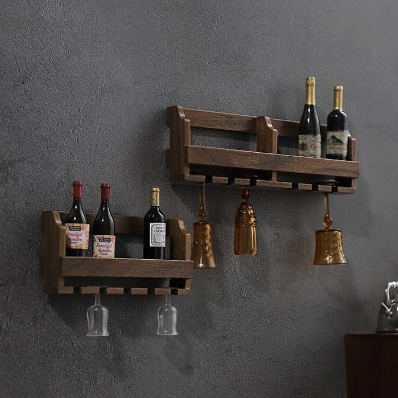 Wooden Wine Rack Figurines Wall Decoration Toys Figurine Art Original Ornaments Mini Funny Wine Shelf Aesthetic Accessories