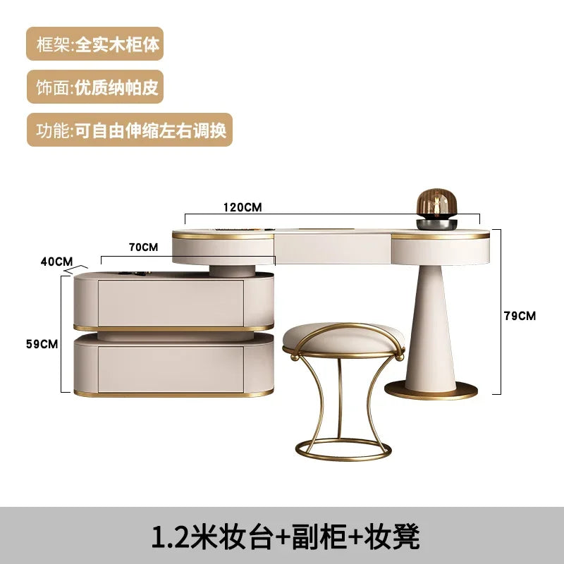 Luxury Corner Dressing Table Combs Organizer Flower Cosmetic Mirror Dressing Table Jewelry White Espejo Tocador Home Decor