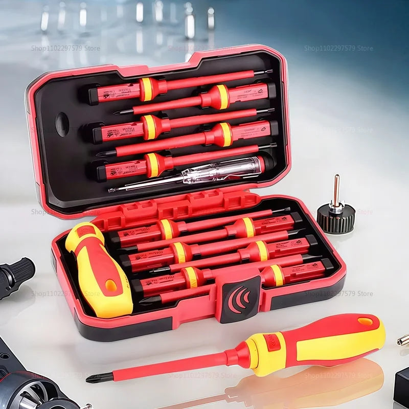 Electrician Repair Tools Kit 13pcs 1000V Changeable Insulated Screwdrivers Set with Magnetic Slotted Bits