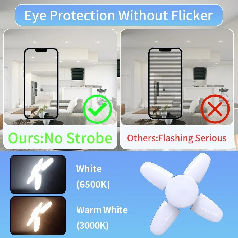 LED 4 Leaf Bulb E27 Collapsible Pendant Light 220V 110V Bombilla Storage Garage Kitchen Lighting High Brightness Remote Control