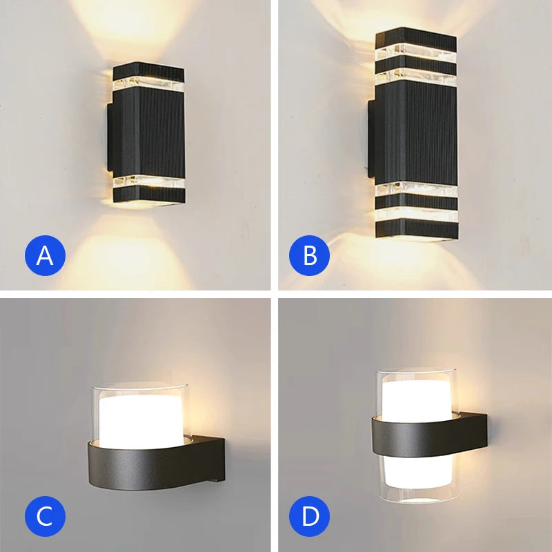 Modern LED Wall Lamp Outdoor Waterproof Courtyard Lamp Living Room Bedroom Porch Stairs Indoor and Outdoor Home Decoration Light