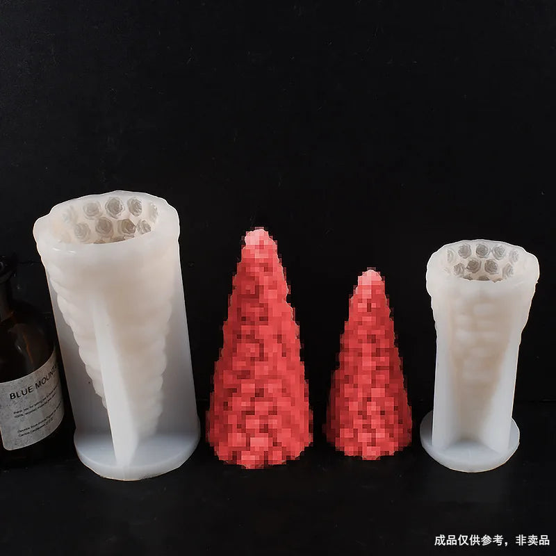 New Mould Rose Christmas Tree Candle Molds Rose Flower Conical Incense Stone Christmas Tree Ornament Silicone Mold