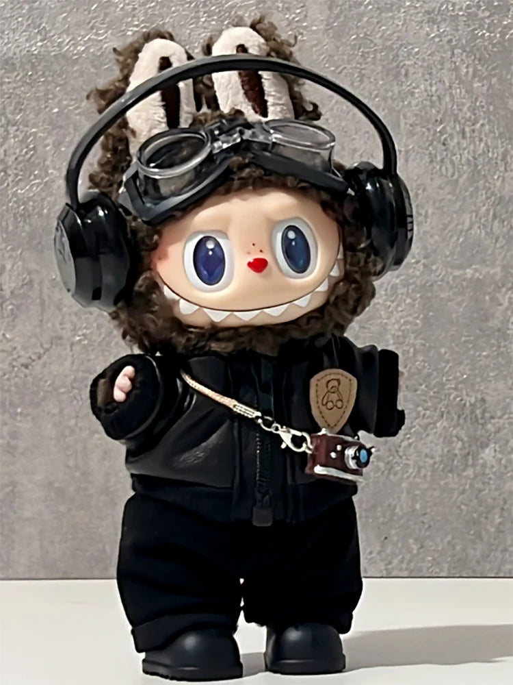 Labubu Baby Clothes Are Cool and Trendyy Earphones Leather Jacket Top Suit First, Second and Third Generation Labubu Clothes Enamel Doll Wear
