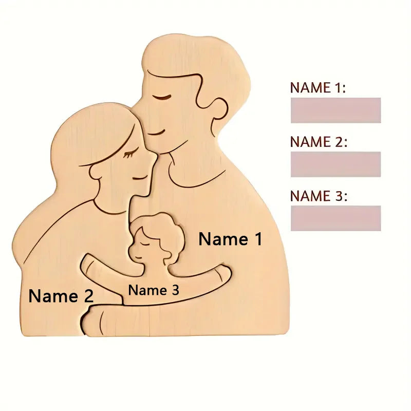 Art Puzzle Personalized Family Laser Carving Name Wooden Decorations Family Father Mother Thanksgiving Gift New Year Gift
