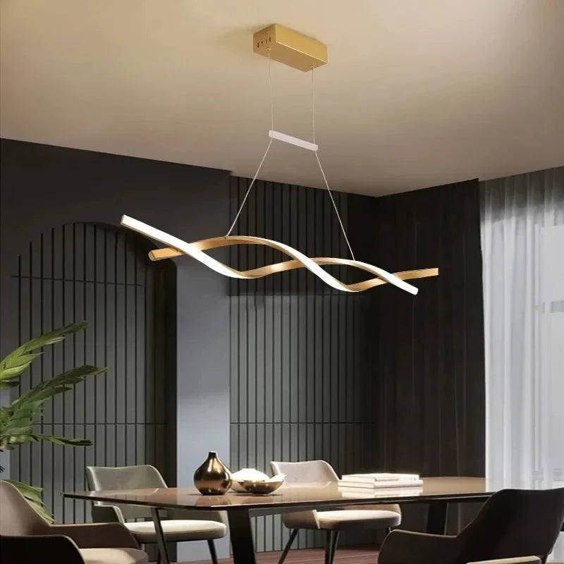 Nordic artistic home decor led chandelier Modern long strip pendant lamps Dining Living room Restaurant hanging indoor lighting