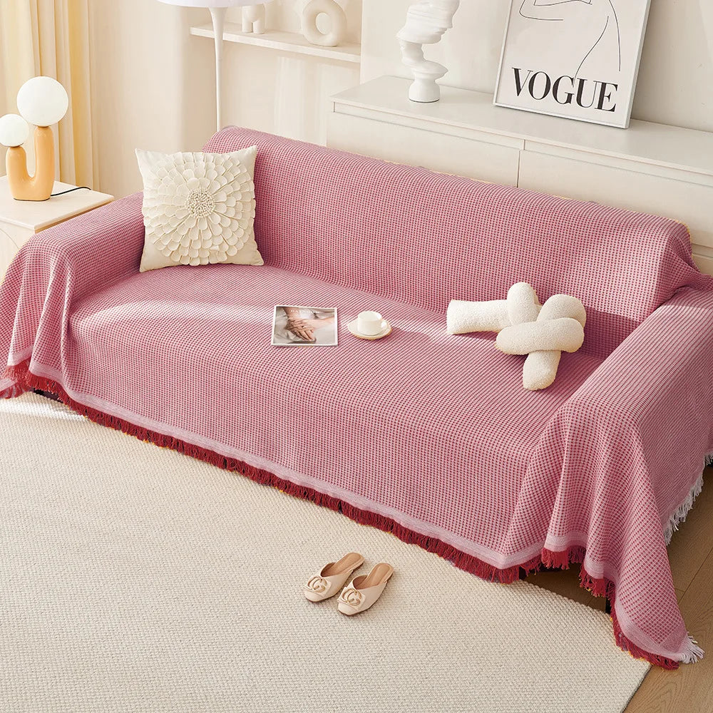 Sofa Towel  with Full Coverage Ins Cream Wind Cotton Yarn Camping Blanket Sofa Cushion Cover All  Season Universal All Inclusive
