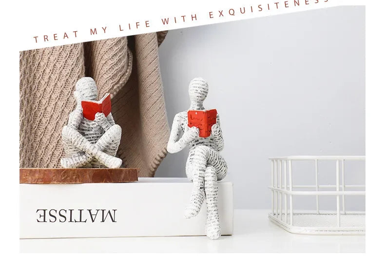 Resin Abstract Home Decor Figurines Simple Reading Desk Stylish Art Decor for Bookshelf Living Room Home Office Spaces Art Decor