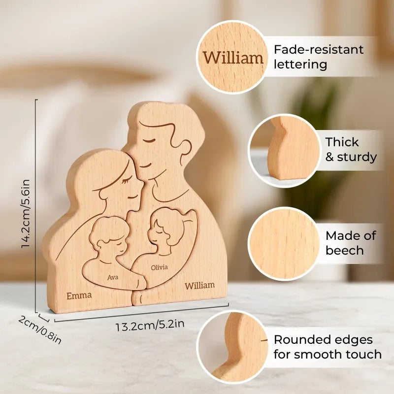 Art Puzzle Personalized Family Laser Carving Name Wooden Decorations Family Father Mother Thanksgiving Gift New Year Gift