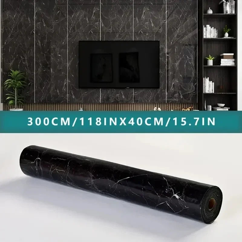 Roll of PVC self-adhesive wall floor covering material, marble and wood grain vinyl sheet with aluminum foil backing, dual purpo