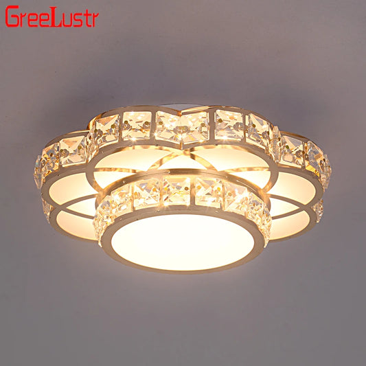 Luxury Crystal Chandelier Lights Lustre Living Room Bedroom Ceiling Lamps LED For Kitchen Balcony Surface Mounted Pendant Light