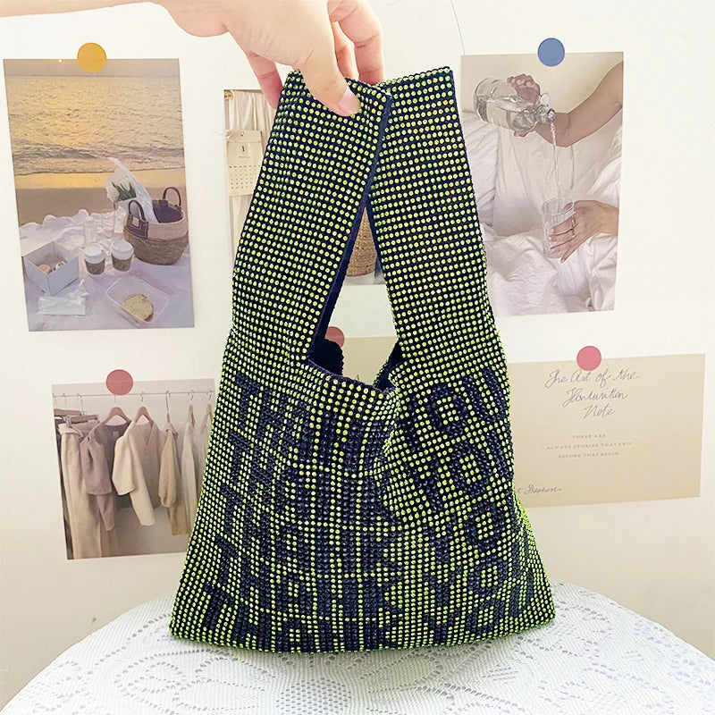 Rhinestones Bling Thank You Vest Bags Women's Clutch Designer Famous Evening Shopping Diamond Party Handbag and Purse Ladies