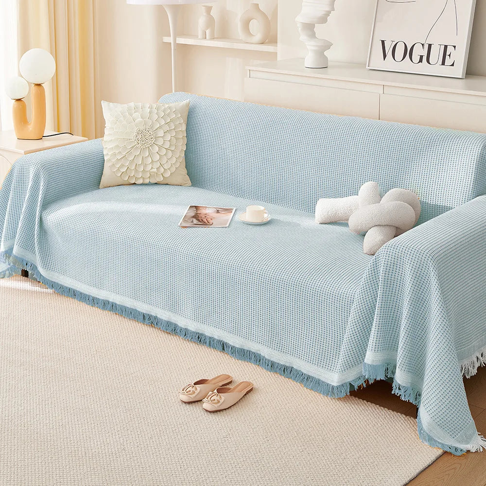 Sofa Towel  with Full Coverage Ins Cream Wind Cotton Yarn Camping Blanket Sofa Cushion Cover All  Season Universal All Inclusive