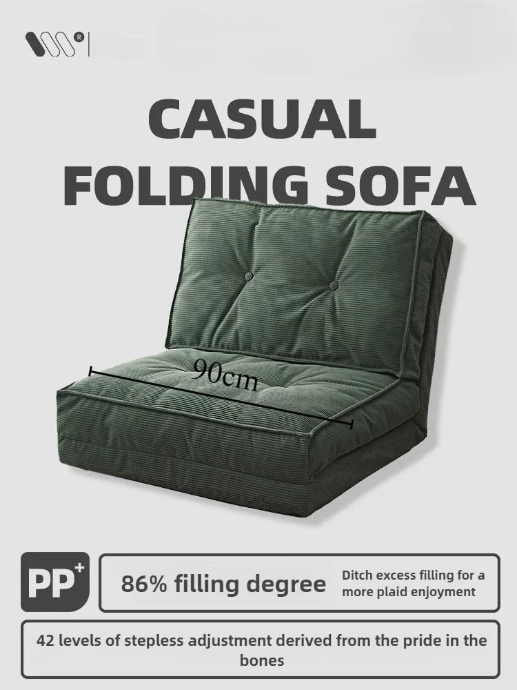 Lazy sofa, creamy style living room, foldable dual-purpose single sofa, small-sized household, reclining or sleeping sofa bed