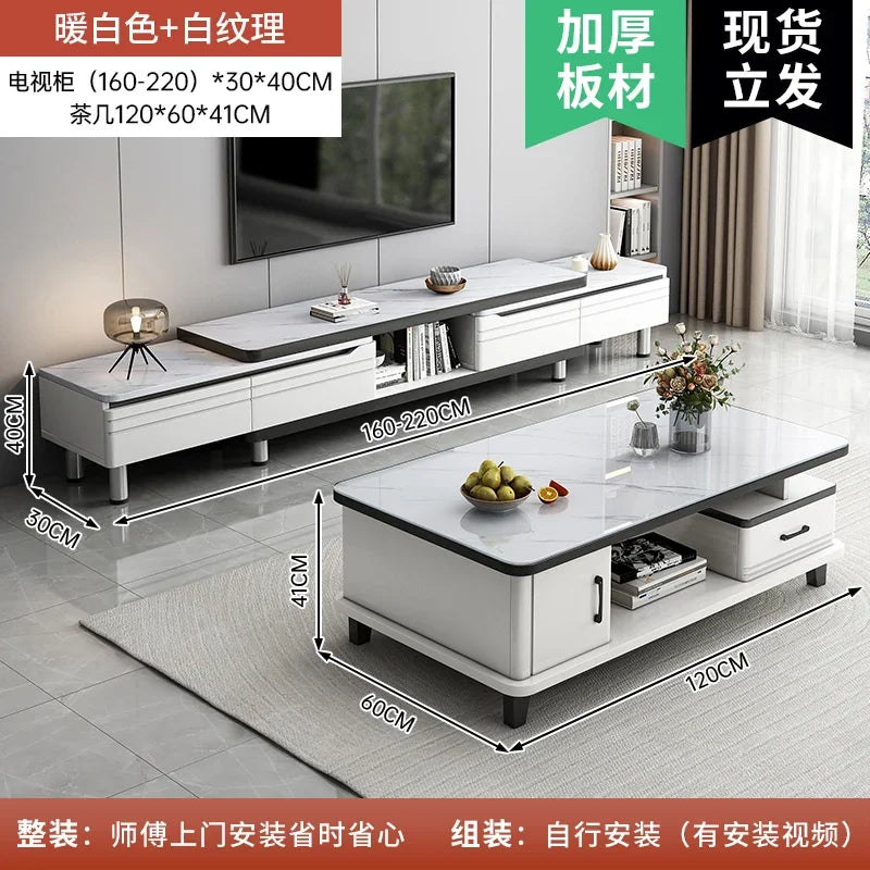 Modern LED TV Stand for Televisions Up Coffee Table Glass Shelves and Drawer Gaming Entertainment Center with Multiple Cabinet