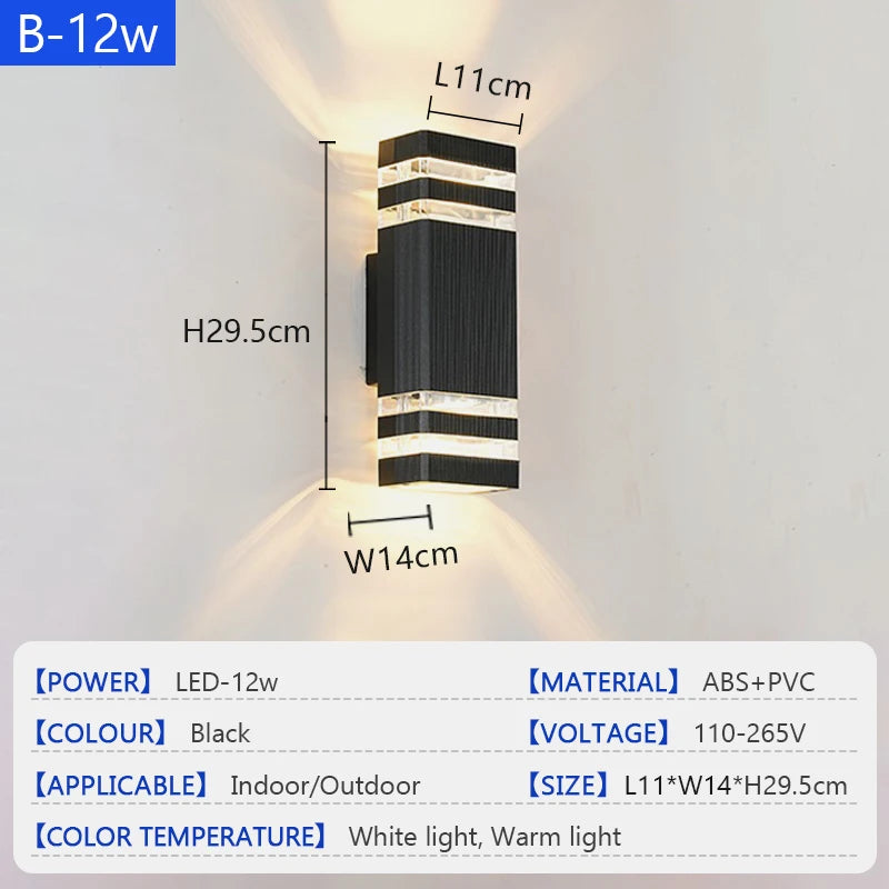 Modern LED Wall Lamp Outdoor Waterproof Courtyard Lamp Living Room Bedroom Porch Stairs Indoor and Outdoor Home Decoration Light