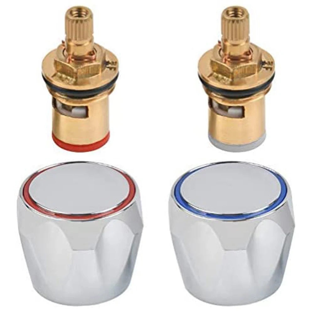Hot Cold Faucet Tap Handle Knob Copper Valve Tap Heads Thread Basin Sink Washer Replacement For Bathroom Kitchen Taps