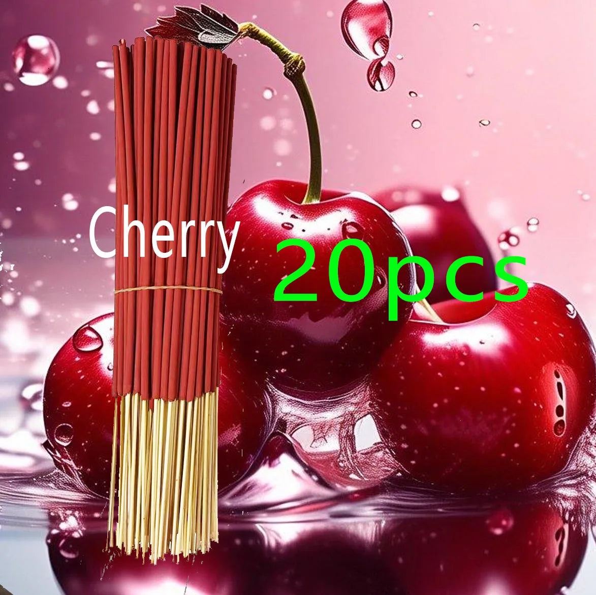 Handmade Cherry Fragrance Incense Sticks - 22.0cm Long-Lasting Artificial Wooden Incense, Safe and Non-Irritating for Indoor and Outdoor Use, Feather-Free Yoga and Meditation Decoration, Suitable for Camping, Travel, Courtyar