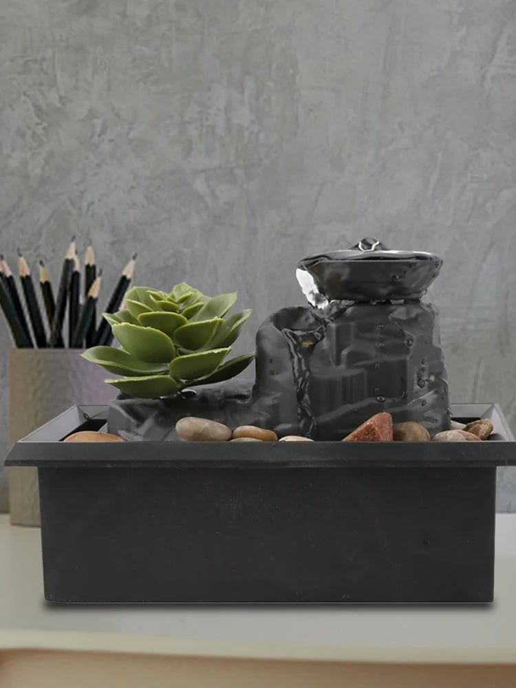 Fashion USB Battery Water Fountain Desktop Flowing Water Waterfall Home Ornament Craft Garden Supplies