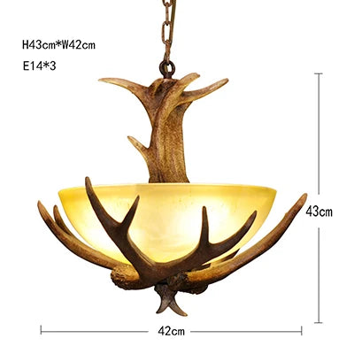 European chandelier Retro Dining Table glass lamp shade Countryside Resin deer lamp Restaurant Cafe living room hanging lights
