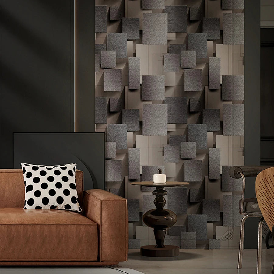 Three Dimensional Grid PVC Wallpaper Home Decoration Building Materials TV Background Wall Restaurant Self-adhesive Stickers