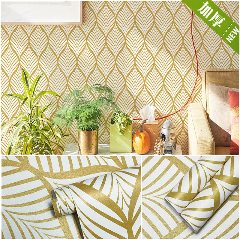 PVC Gold Wallpaper Modern Bohemian Style Vinyl Contact Paper Sheet Self Adhesive Cabinet Home Decoration Removable Vinyl Film