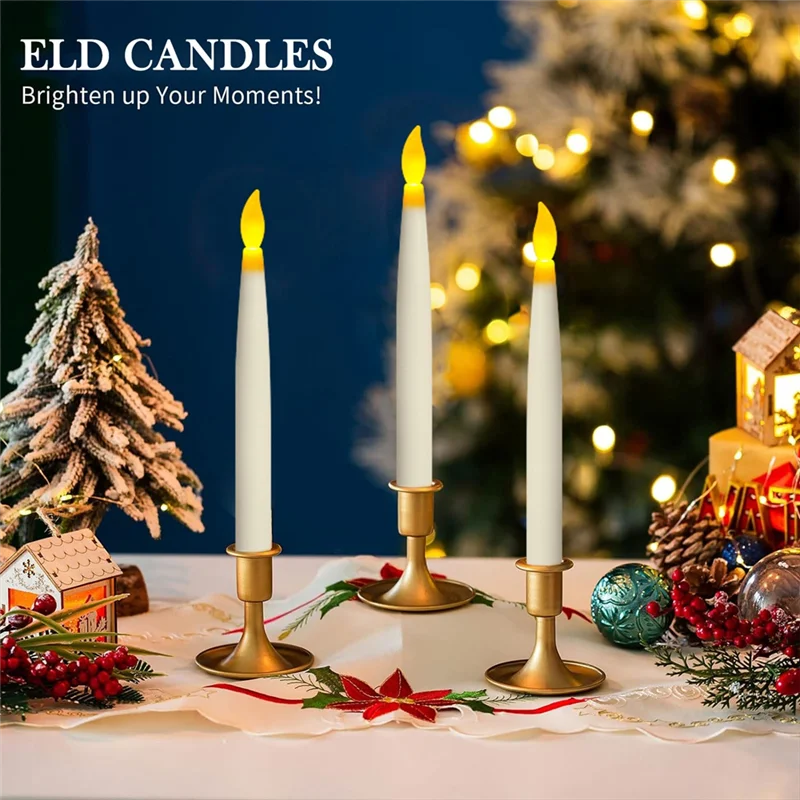 Hanging Floating Flameless Candles With Wand Flameless Taper Candles LED Candles Warm Light Christmas Candlesm12k