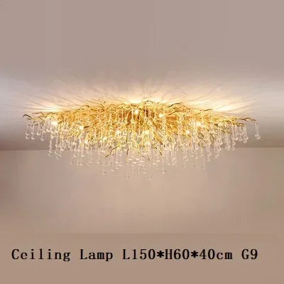 Modern Luxury Chandeliers Lighting Gold Hanging Lamp Glass Idoor Home Decor Pendant Lamp for Living Room Dining Table Bedroom G9