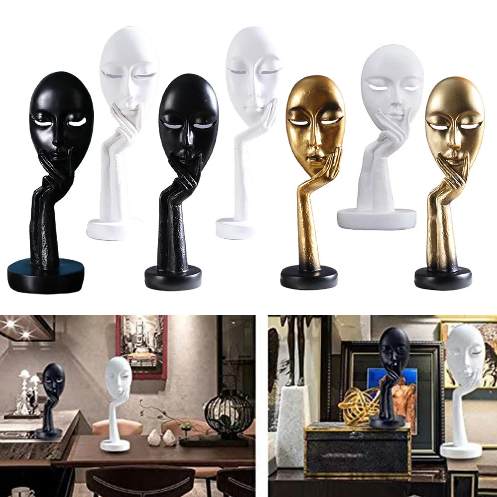 Exquisite Decoration Sculpture Resin Simple Creative Face Art Statue Art Statue Carving Figurine Gold Ornaments