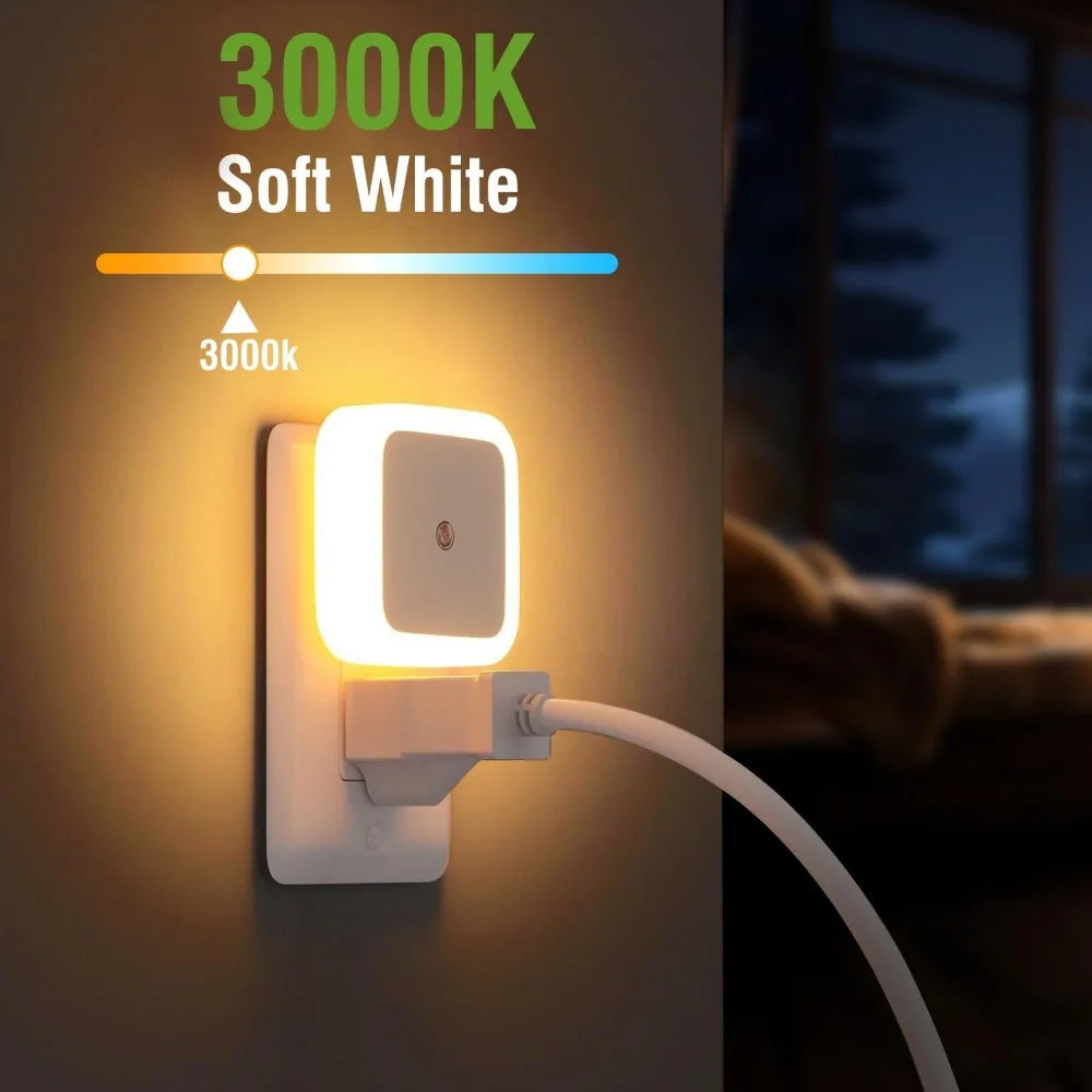 LED Night Lights Plug Into Wall Dusk To Dawn Light Sensor Night Light for Adults Kids Room Bedroom Bathroom Hallway Kitchen