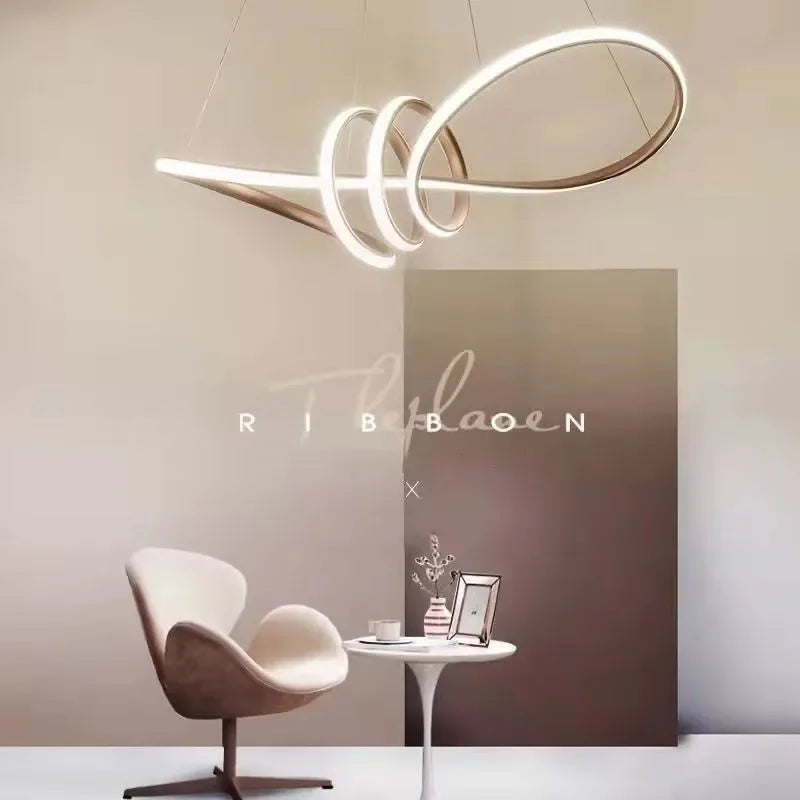Nordic artistic home decor led chandelier Modern long strip pendant lamps Dining Living room Restaurant hanging indoor lighting