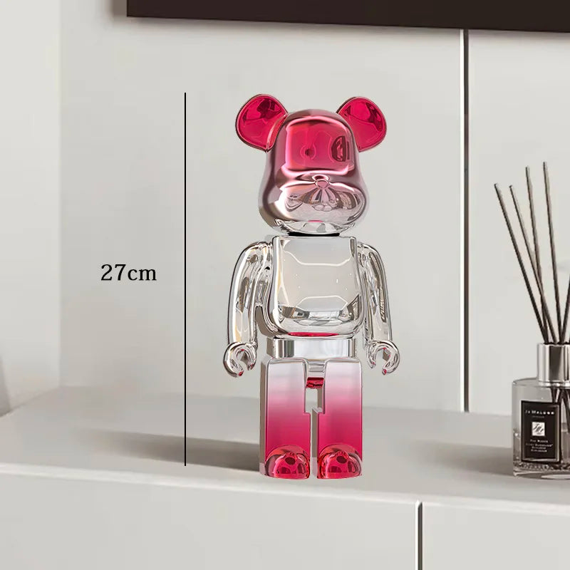 27cm Graffiti Bear Statue Paint Block Bear Decor Resin Desktop Ornaments Home Decoration Living Room Bear Floor Sculpture Gifts