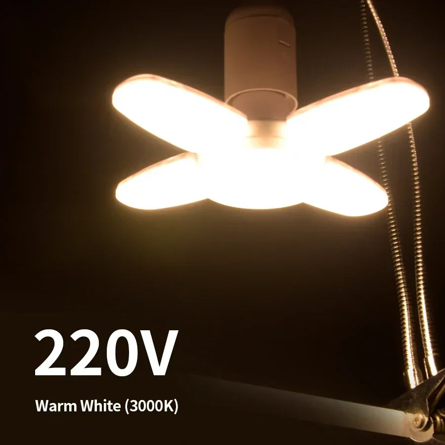 LED 4 Leaf Bulb E27 Collapsible Pendant Light 220V 110V Bombilla Storage Garage Kitchen Lighting High Brightness Remote Control