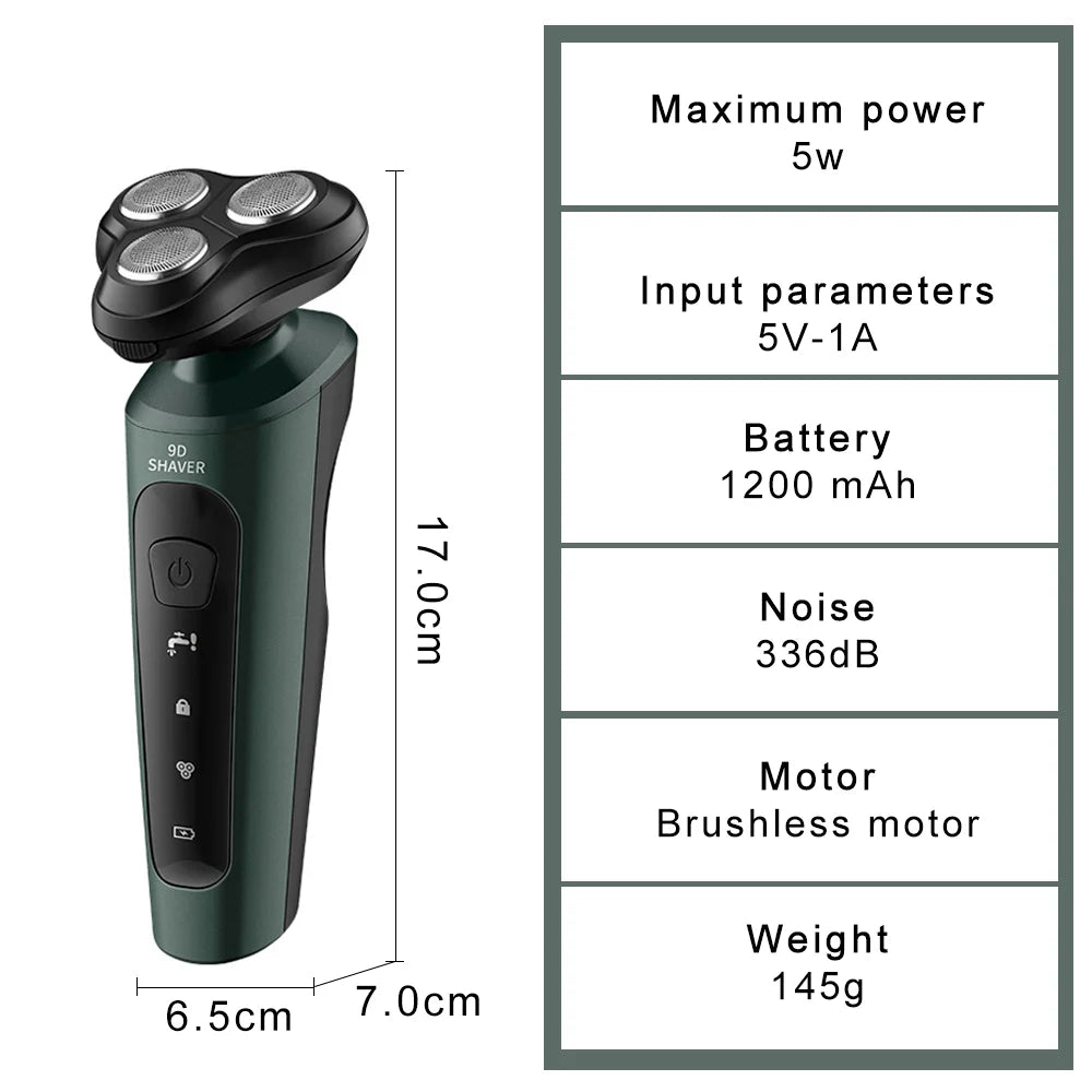 New 9D Electric Shaver USB Car-mounted High-power Full-body Wash Beard Knife Rechargeable Razor