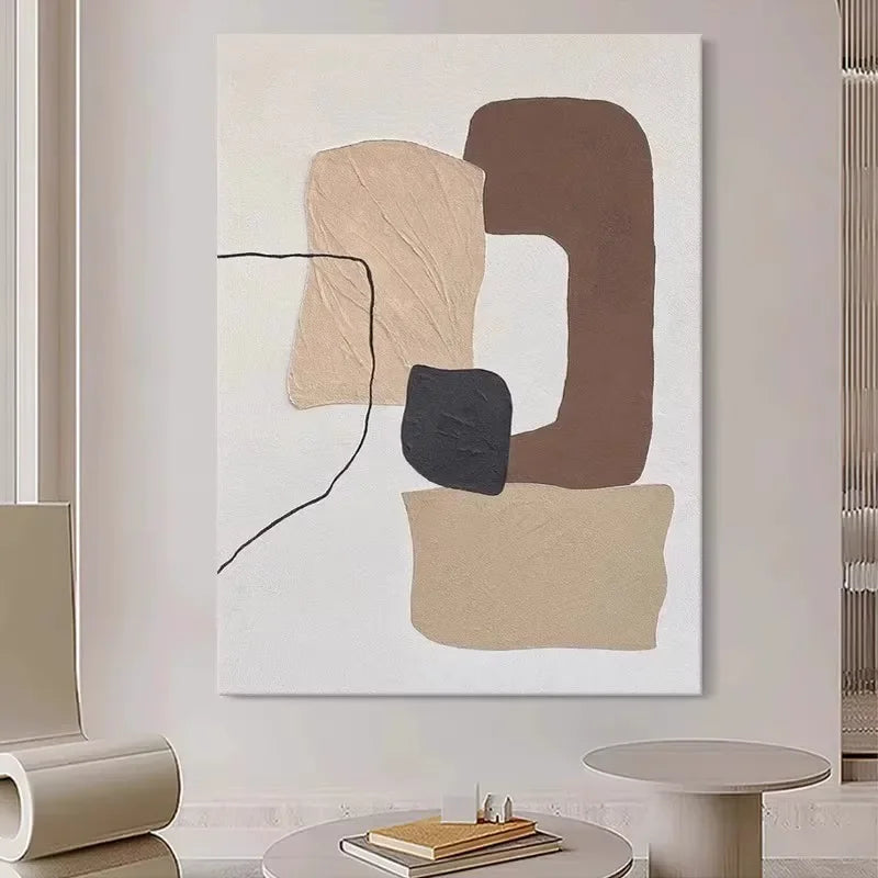Handmade Large Textured Oil Painting Modern Abstract Geometry Hand Painted Wall Art PictureFor Living Room Porch Entrance Decor