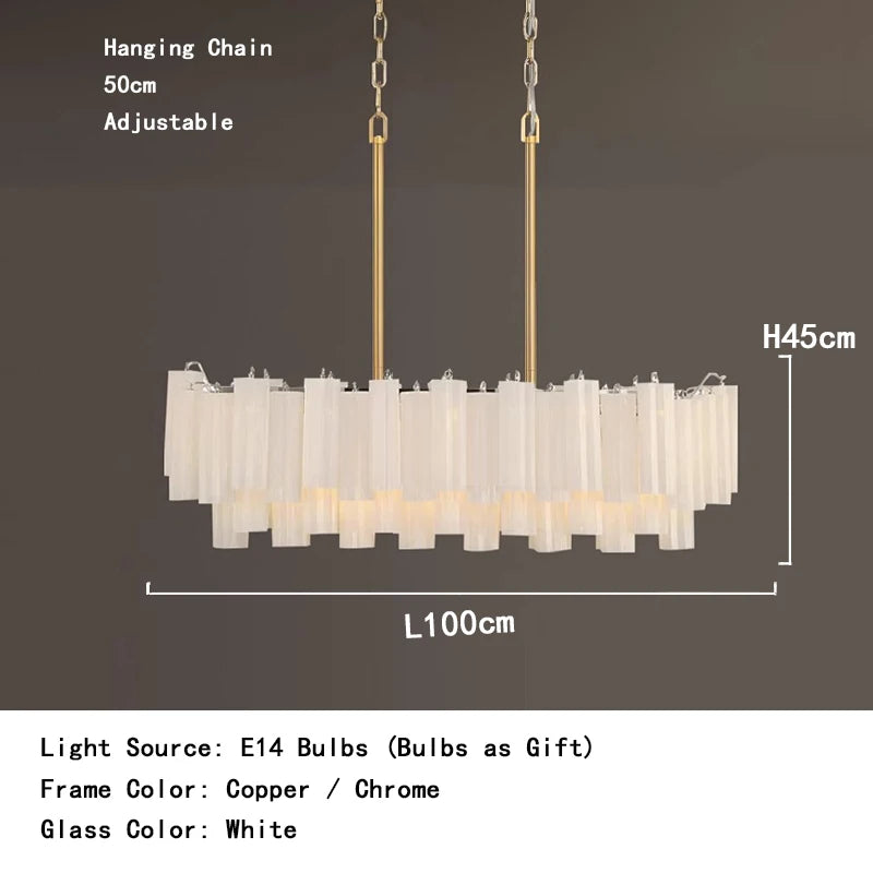 Modern living room chandelier with long glass pendant for bar ceiling decoration, adjustable pendant chain, home decoration